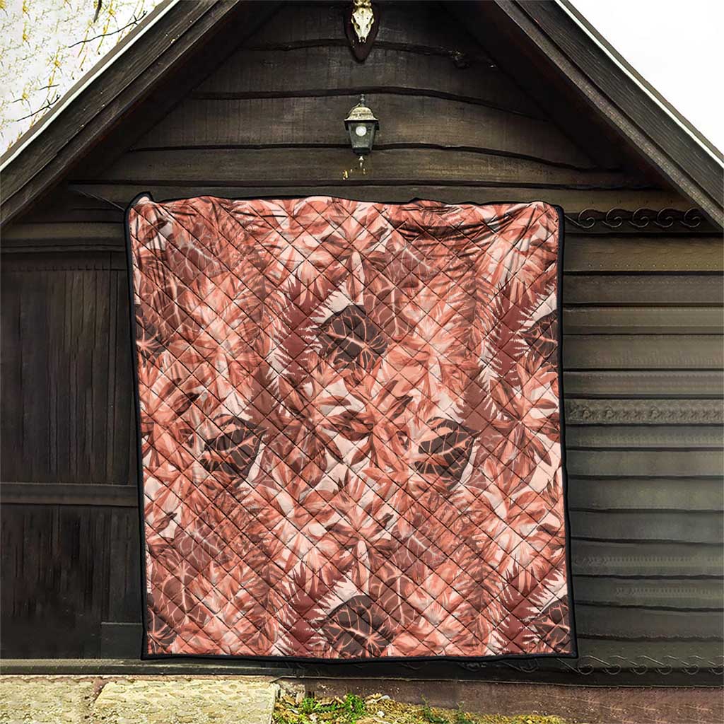 Hawaii Red Brown Tropical Leaves Quilt - Polynesian Pride