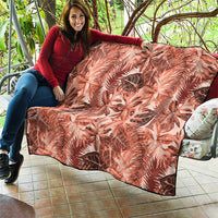 Hawaii Red Brown Tropical Leaves Quilt - Polynesian Pride