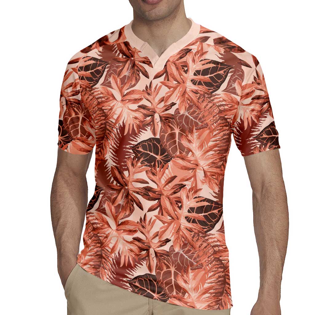Hawaii Red Brown Tropical Leaves Rugby Jersey LT01 - Polynesian Pride