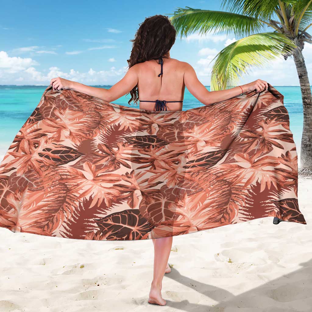 Hawaii Red Brown Tropical Leaves Sarong - Polynesian Pride