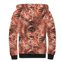 Hawaii Red Brown Tropical Leaves Sherpa Hoodie LT01 - Polynesian Pride