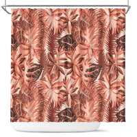 Hawaii Red Brown Tropical Leaves Shower Curtain - Polynesian Pride