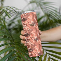 Hawaii Red Brown Tropical Leaves Skinny Tumbler - Polynesian Pride