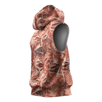 Hawaii Red Brown Tropical Leaves Sleeveless Hoodie - Polynesian Pride