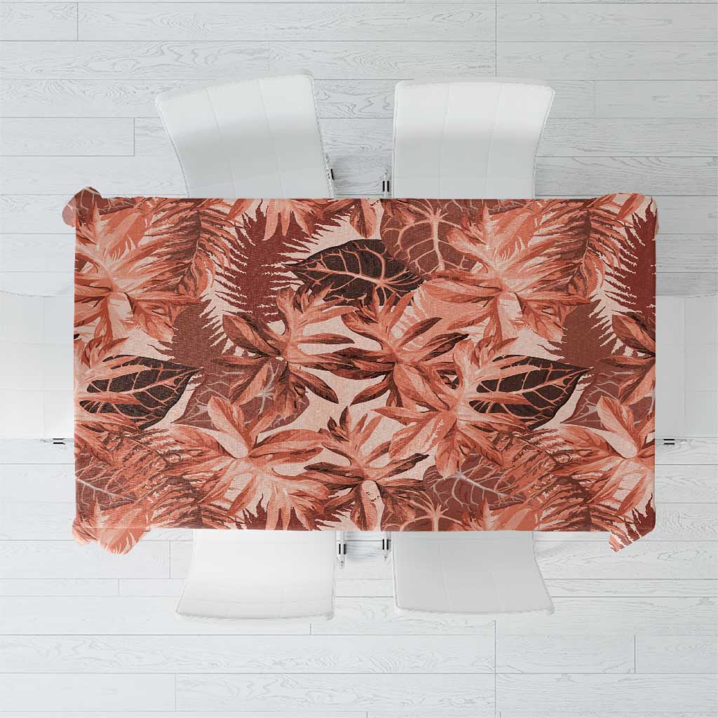 Hawaii Red Brown Tropical Leaves Tablecloth LT01 Brown - Polynesian Pride