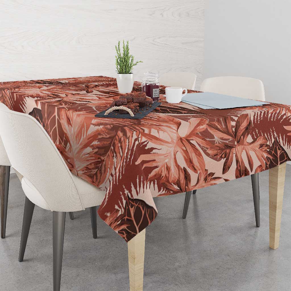 Hawaii Red Brown Tropical Leaves Tablecloth LT01 - Polynesian Pride