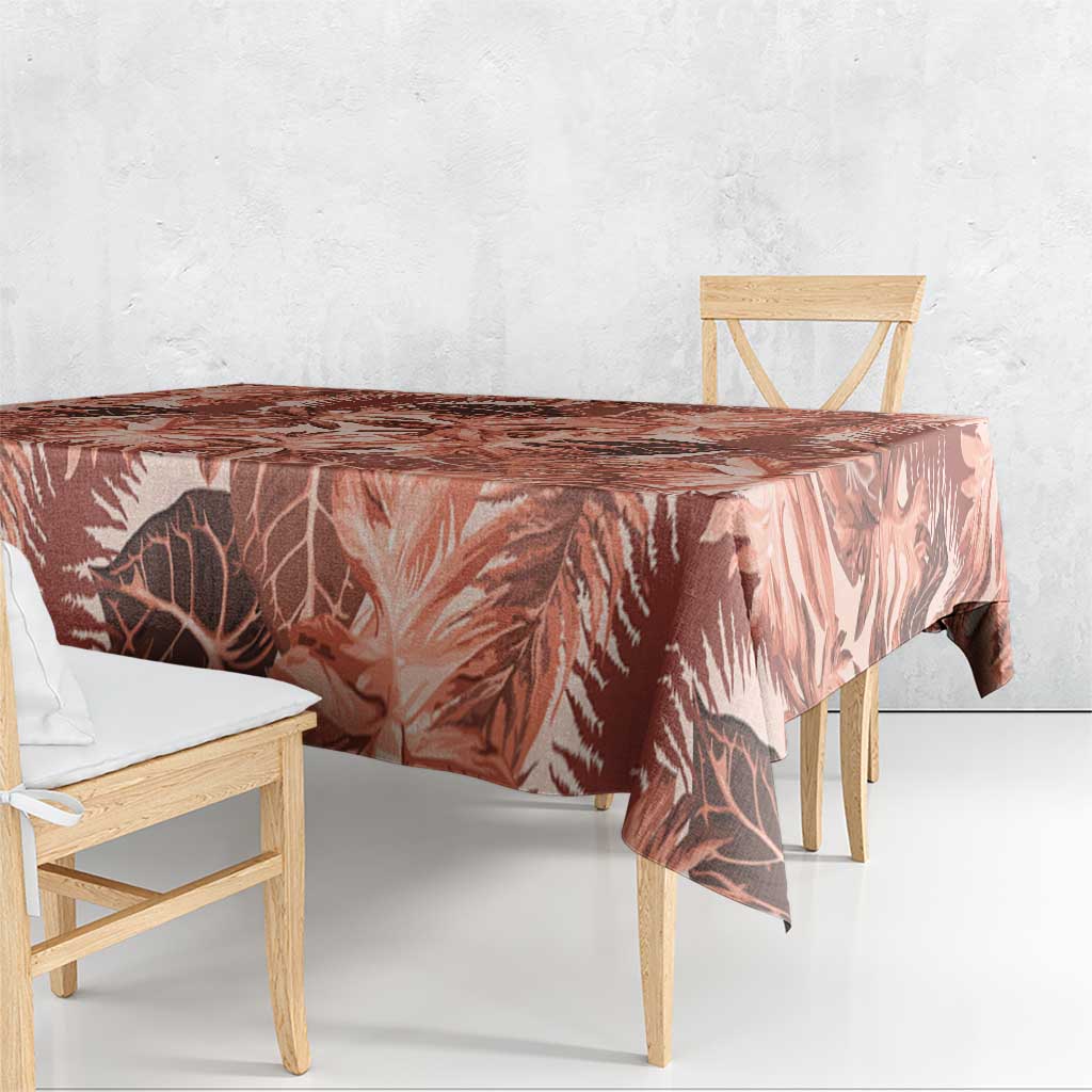 Hawaii Red Brown Tropical Leaves Tablecloth LT01 - Polynesian Pride