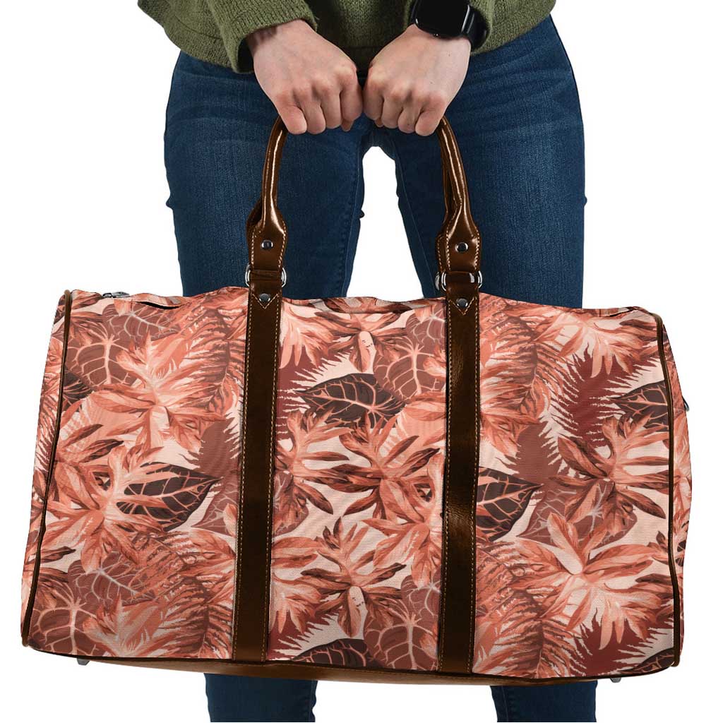 Hawaii Red Brown Tropical Leaves Travel Bag - Polynesian Pride