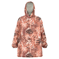 Hawaii Red Brown Tropical Leaves Wearable Blanket Hoodie LT01 One Size Brown - Polynesian Pride