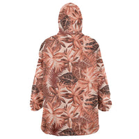 Hawaii Red Brown Tropical Leaves Wearable Blanket Hoodie LT01 - Polynesian Pride