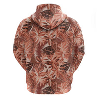 Hawaii Red Brown Tropical Leaves Zip Hoodie - Polynesian Pride