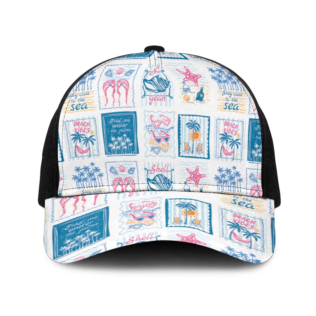Hawaii Coastal Summer Postcard Baseball Net Cap LT01 One Size Black Multicolor - Polynesian Pride