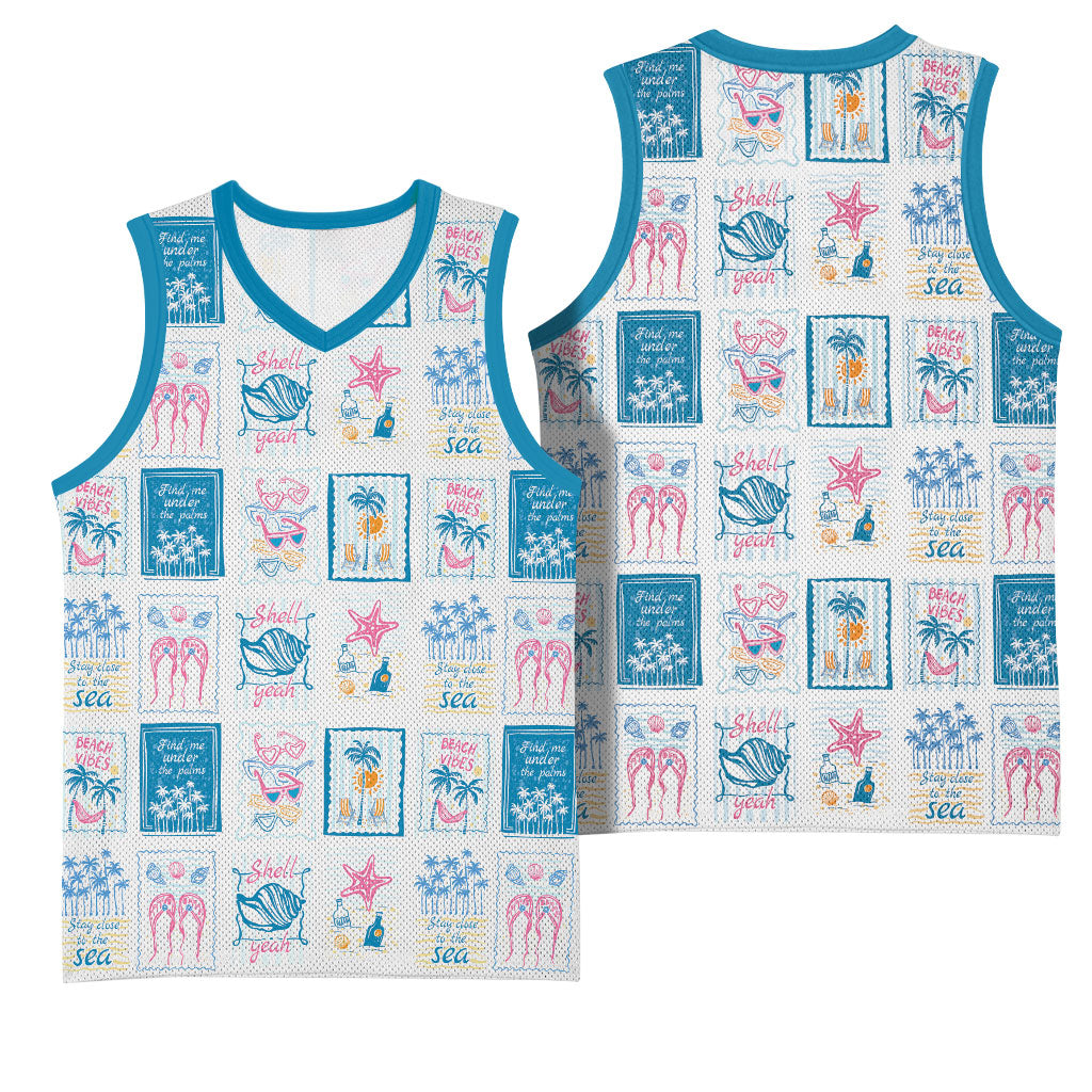 Hawaii Coastal Summer Postcard Basketball Jersey