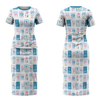 Hawaii Coastal Summer Postcard Couples Matching Short Sleeve Bodycon Dress and Hawaiian Shirt LT01 - Polynesian Pride