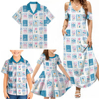 Hawaii Coastal Summer Postcard Family Matching Summer Maxi Dress and Hawaiian Shirt