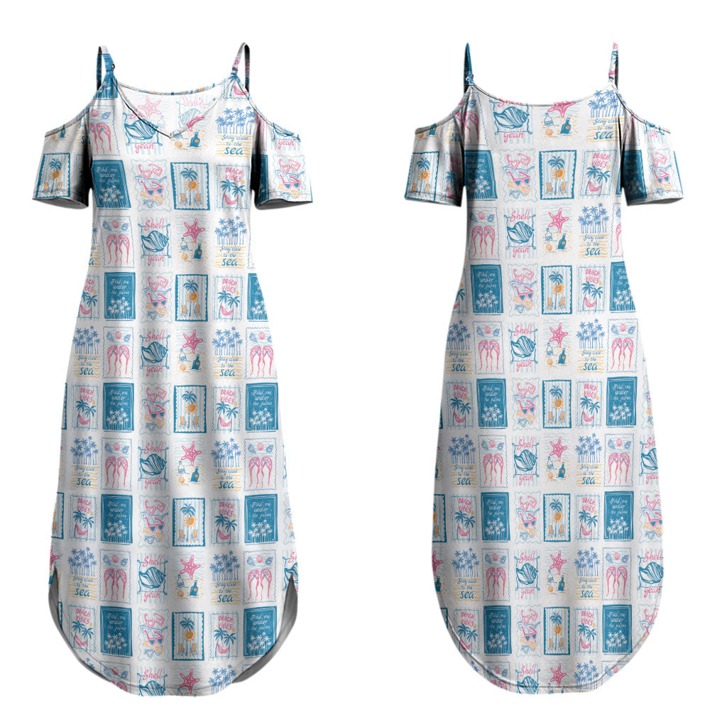 Hawaii Coastal Summer Postcard Family Matching Summer Maxi Dress and Hawaiian Shirt