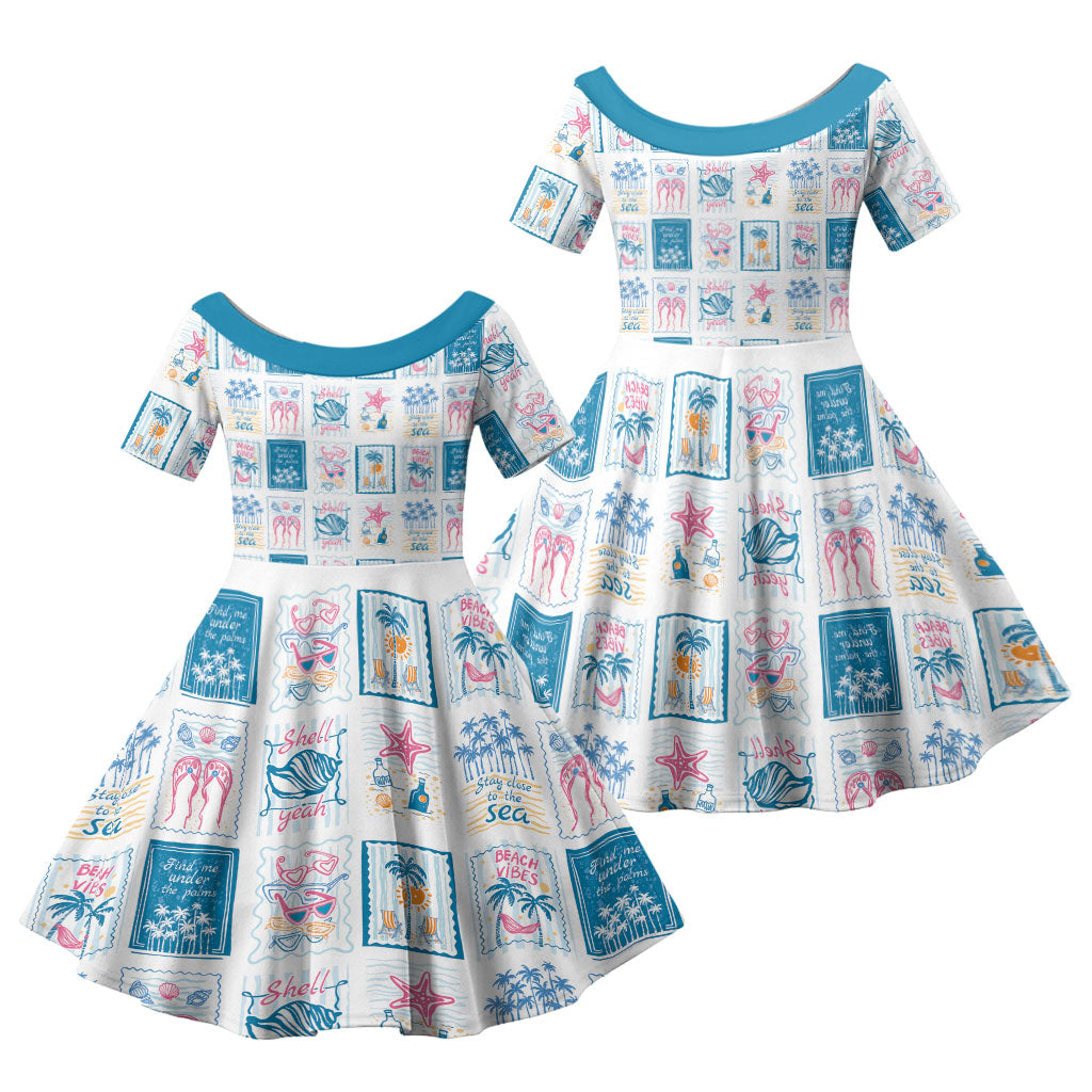 Hawaii Coastal Summer Postcard Family Matching Summer Maxi Dress and Hawaiian Shirt