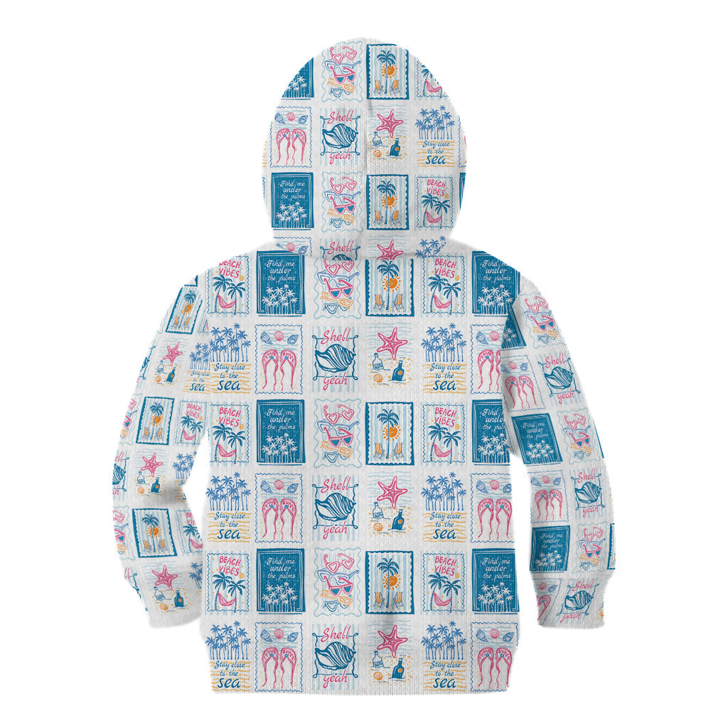 Hawaii Coastal Summer Postcard Kid Hoodie