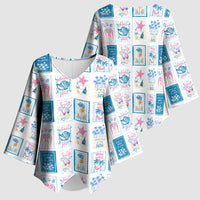 Hawaii Coastal Summer Postcard Kimono Sleeve Blouse