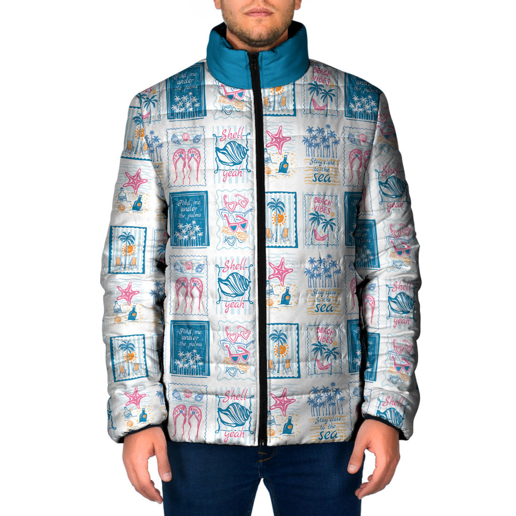 Hawaii Coastal Summer Postcard Padded Jacket