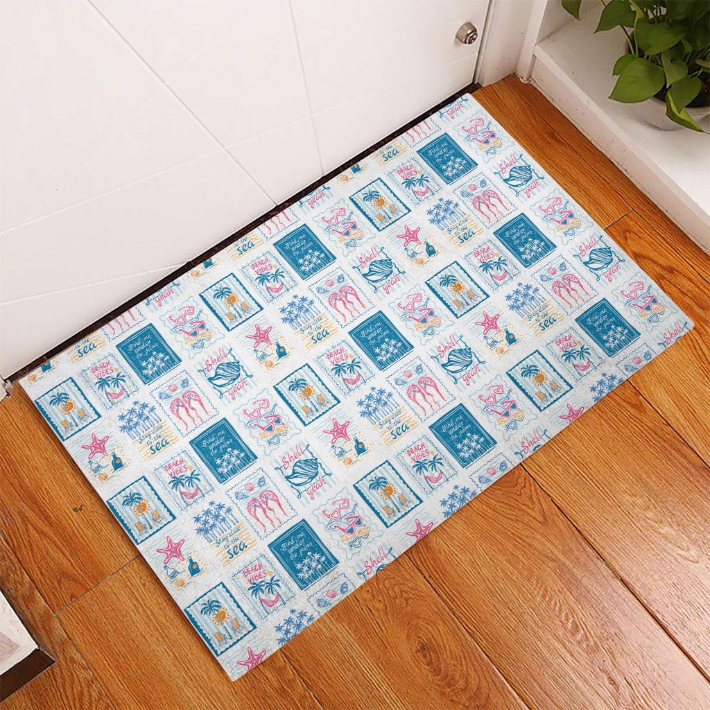 Hawaii Coastal Summer Postcard Rubber Doormat