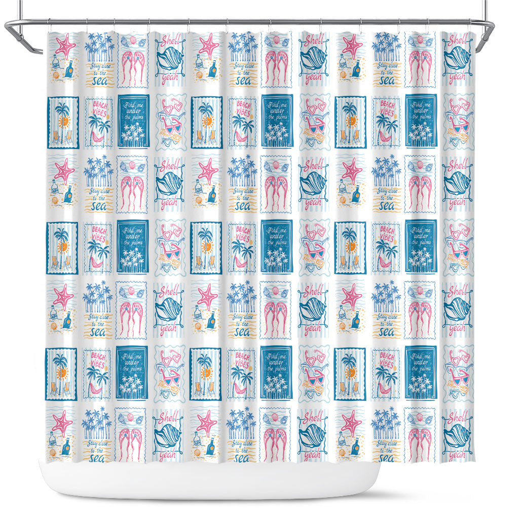 Hawaii Coastal Summer Postcard Shower Curtain