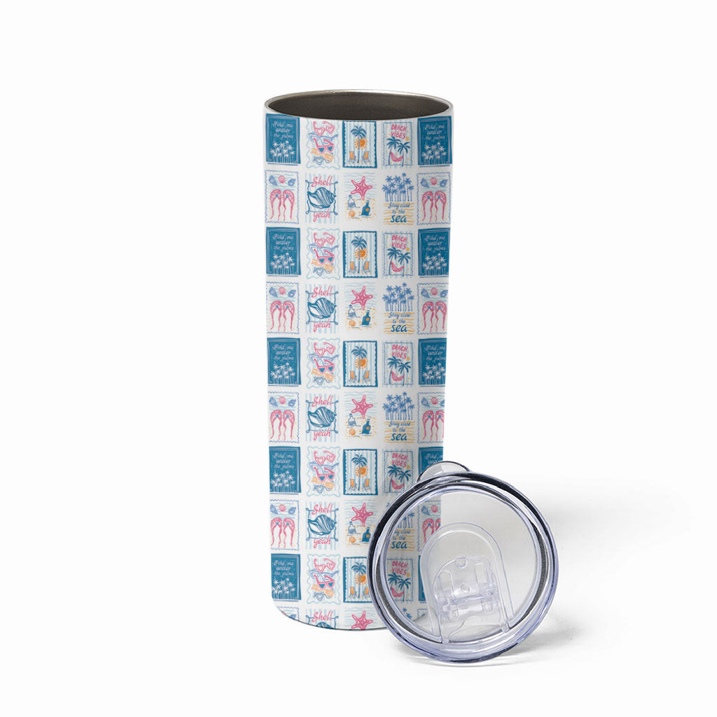 Hawaii Coastal Summer Postcard Skinny Tumbler