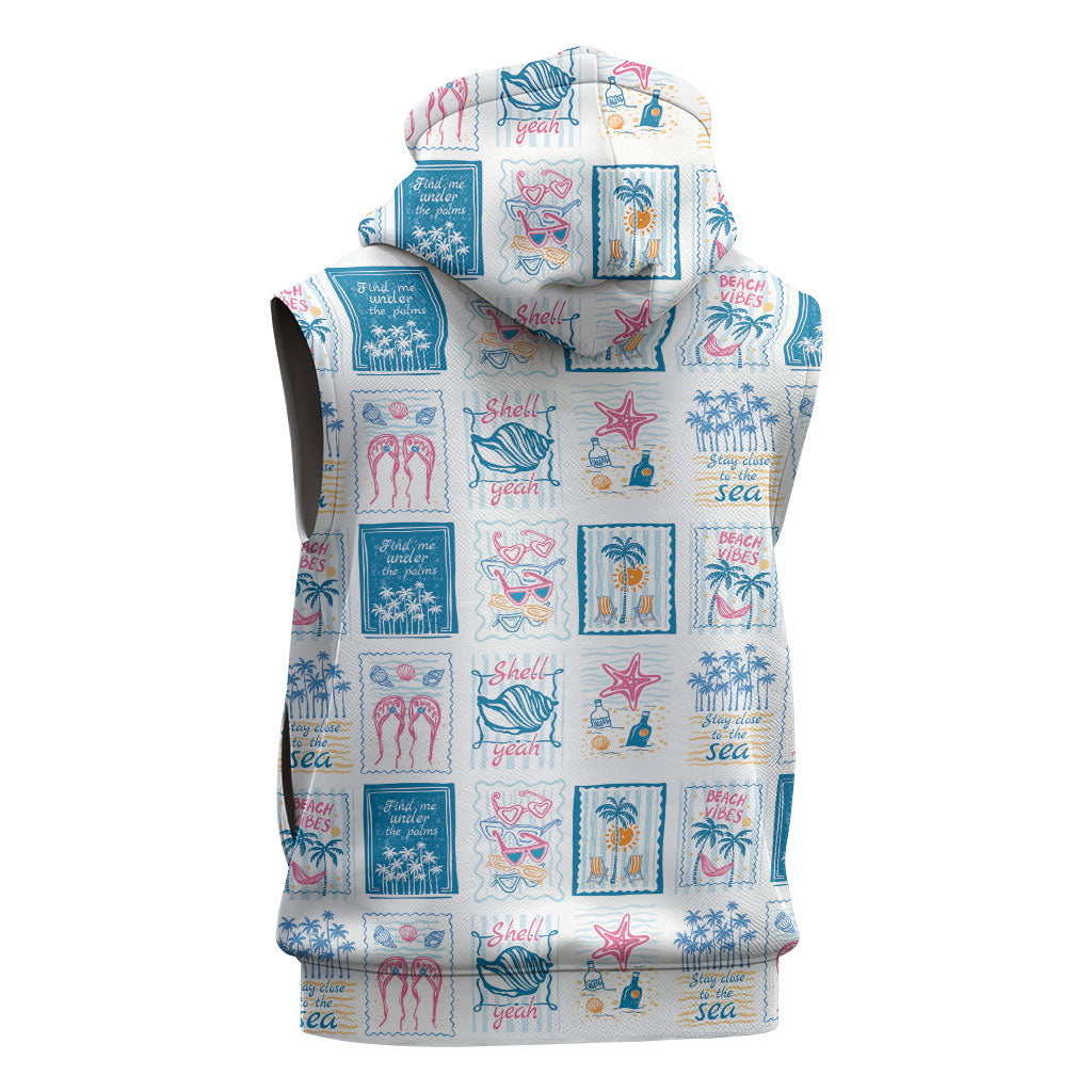 Hawaii Coastal Summer Postcard Sleeveless Hoodie