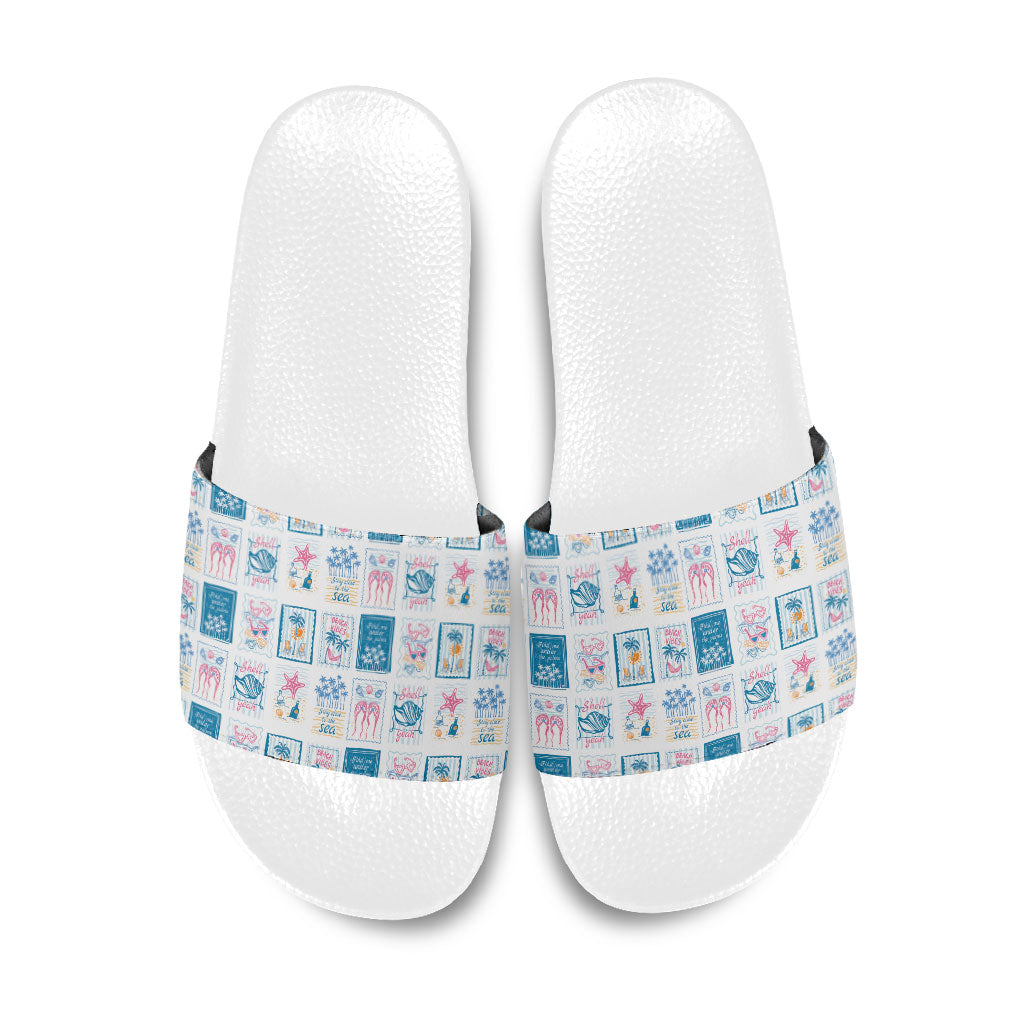 Hawaii Coastal Summer Postcard Slide Sandals