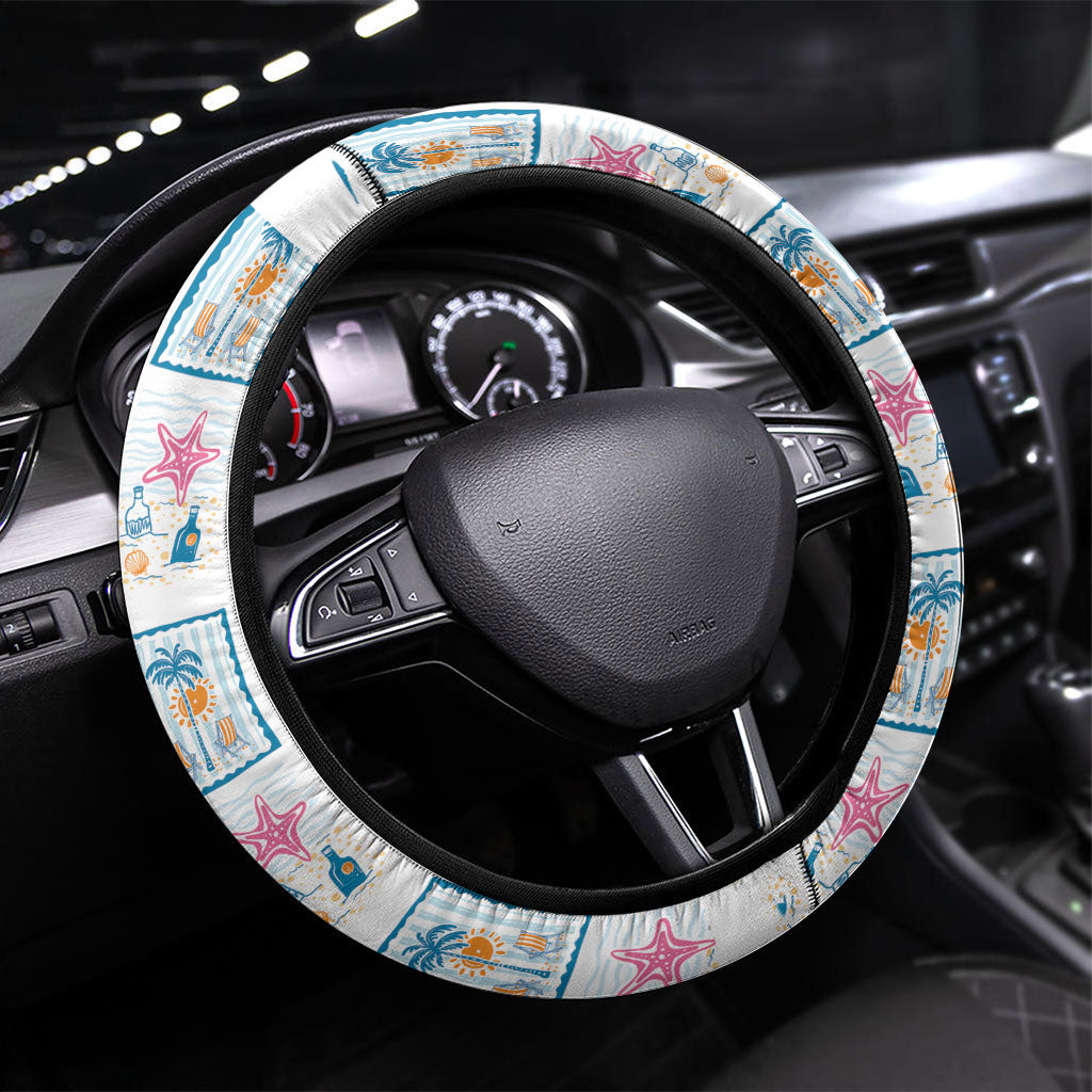Hawaii Coastal Summer Postcard Steering Wheel Cover