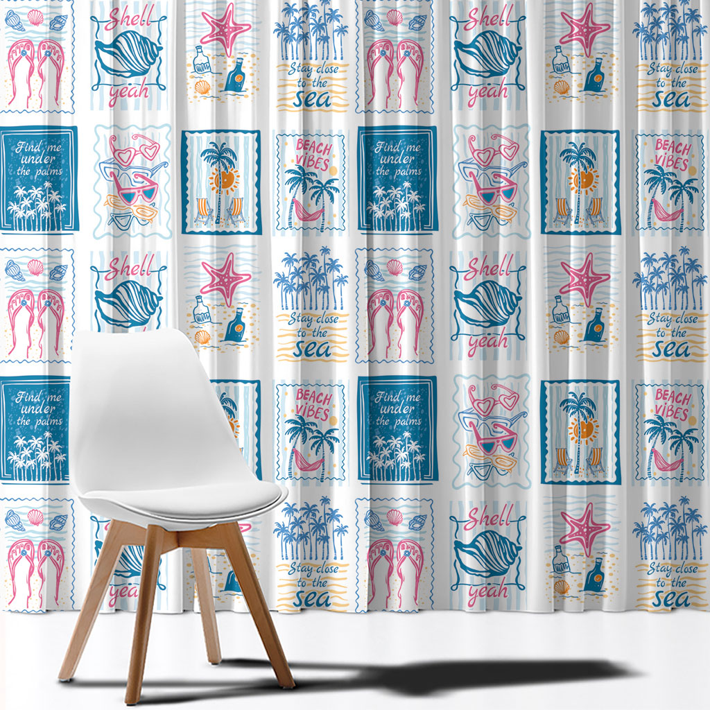 Hawaii Coastal Summer Postcard Window Curtain LT01 - Polynesian Pride