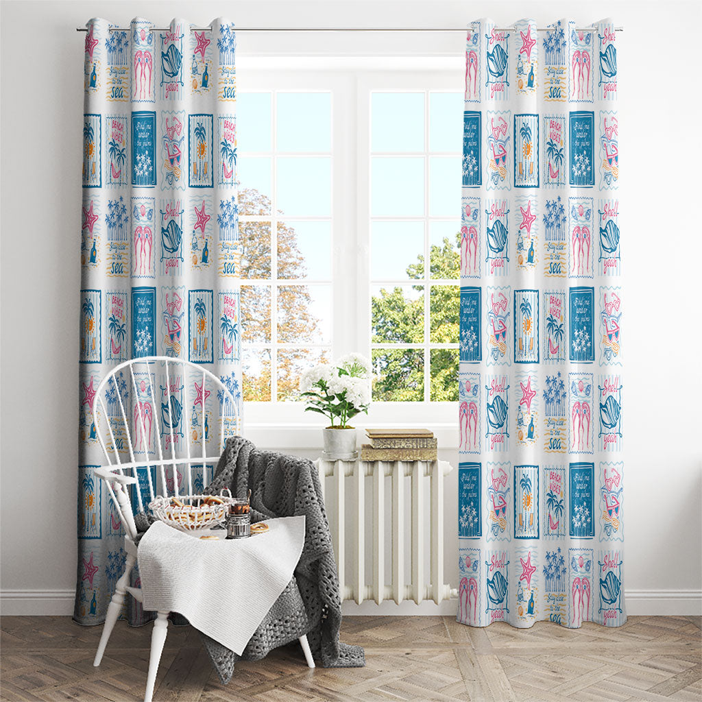 Hawaii Coastal Summer Postcard Window Curtain LT01 - Polynesian Pride