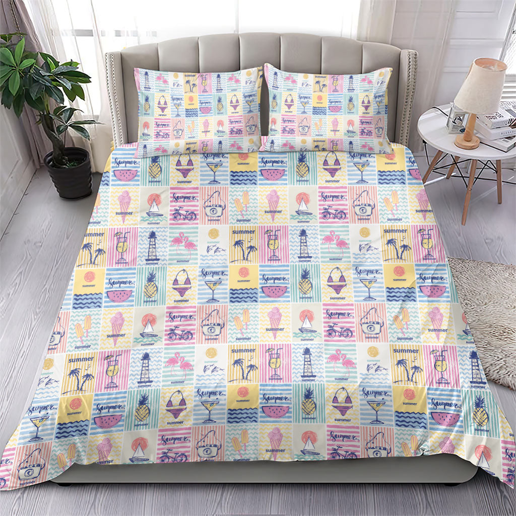 Aloha Summer Posters Grunge Textures Bedding Set