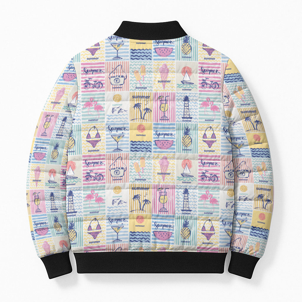 Aloha Summer Posters Grunge Textures Bomber Puffer Jacket