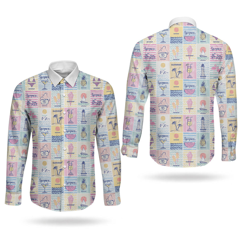 Aloha Summer Posters Grunge Textures Couples Matching Mermaid Dress and Long Sleeve Button Shirt