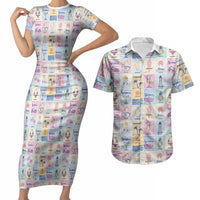Aloha Summer Posters Grunge Textures Couples Matching Short Sleeve Bodycon Dress and Hawaiian Shirt LT01 Multicolor - Polynesian Pride