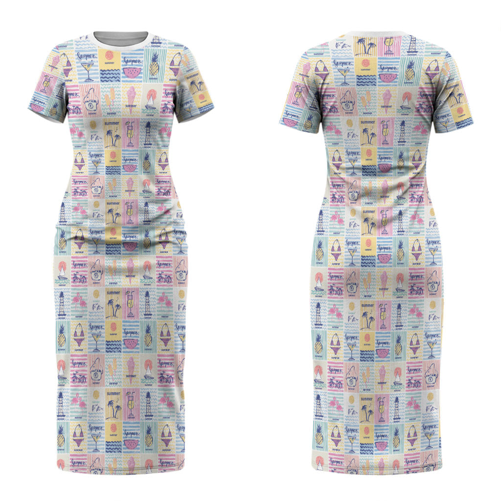 Aloha Summer Posters Grunge Textures Couples Matching Short Sleeve Bodycon Dress and Hawaiian Shirt LT01 - Polynesian Pride