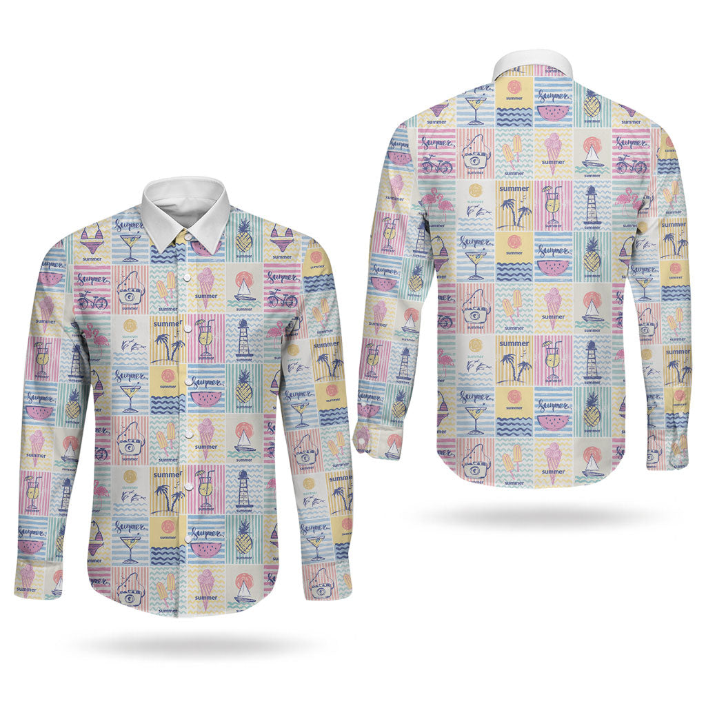 Aloha Summer Posters Grunge Textures Couples Matching Summer Maxi Dress and Long Sleeve Button Shirt