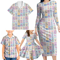 Aloha Summer Posters Grunge Textures Family Matching Long Sleeve Bodycon Dress and Hawaiian Shirt