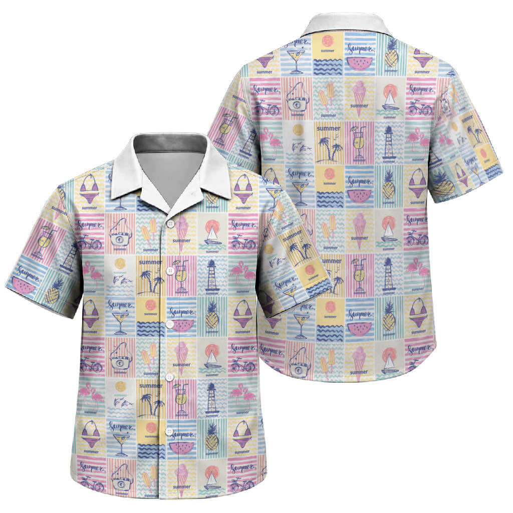 Aloha Summer Posters Grunge Textures Family Matching Long Sleeve Bodycon Dress and Hawaiian Shirt