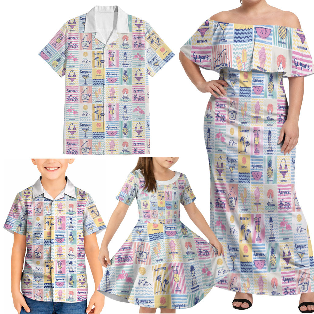 Aloha Summer Posters Grunge Textures Family Matching Off Shoulder Maxi Dress and Hawaiian Shirt LT01 - Polynesian Pride