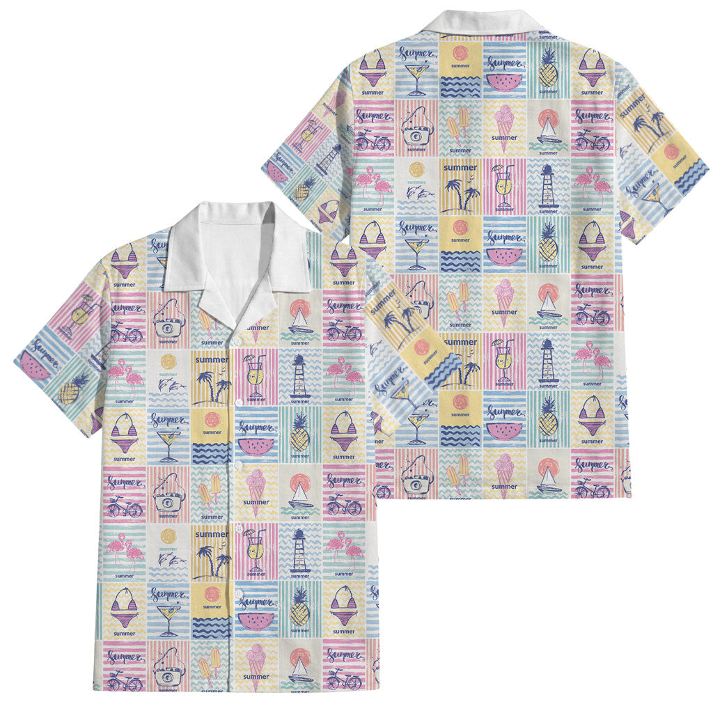 Aloha Summer Posters Grunge Textures Family Matching Off Shoulder Short Dress and Hawaiian Shirt