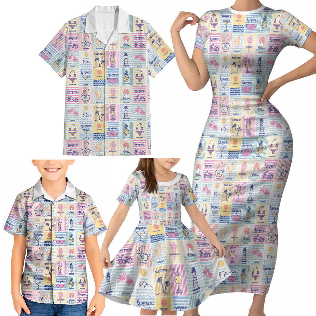 Aloha Summer Posters Grunge Textures Family Matching Short Sleeve Bodycon Dress and Hawaiian Shirt LT01 - Polynesian Pride