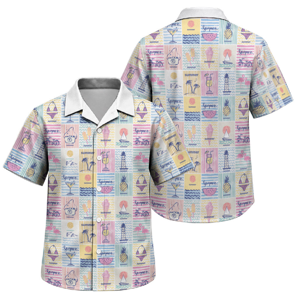 Aloha Summer Posters Grunge Textures Family Matching Short Sleeve Bodycon Dress and Hawaiian Shirt