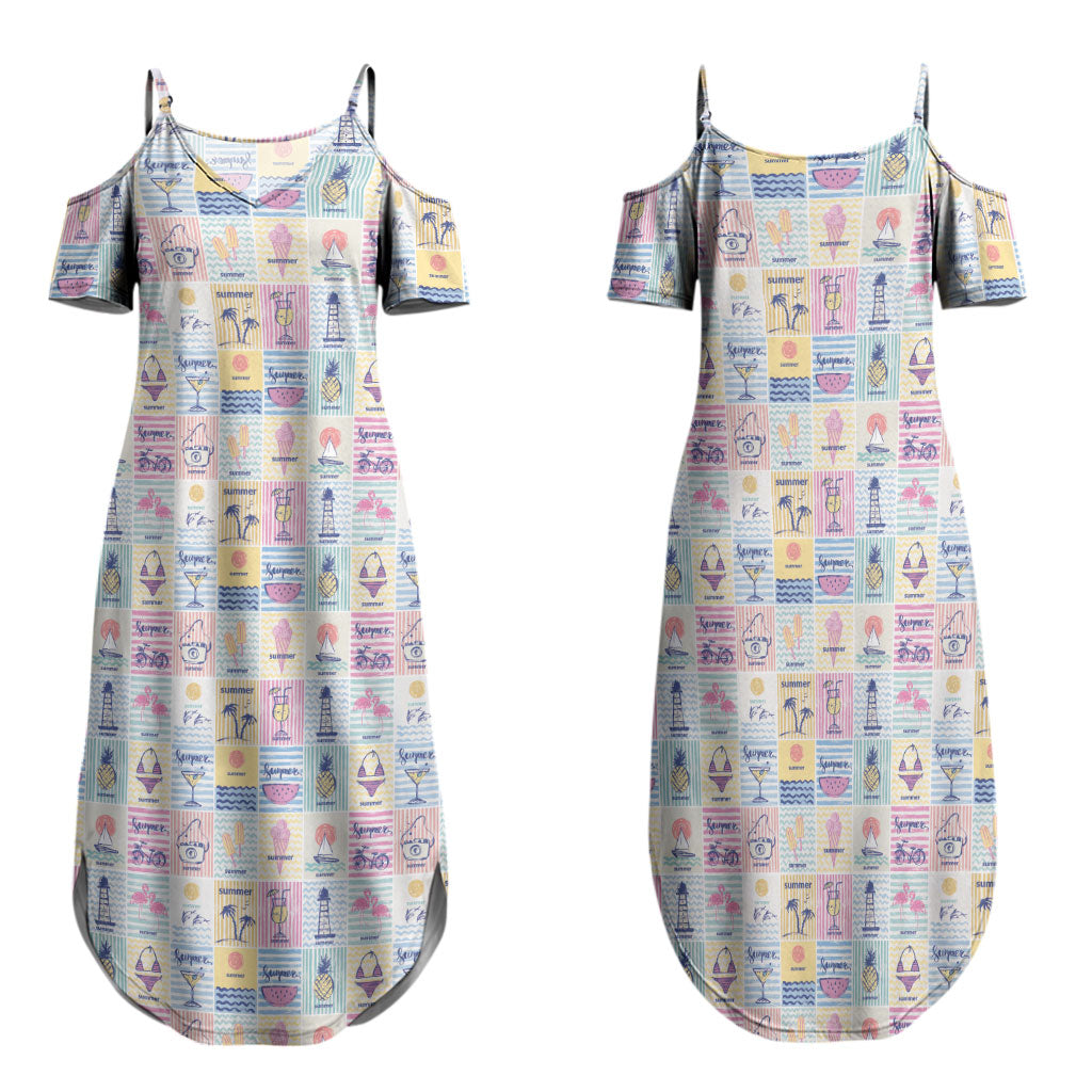 Aloha Summer Posters Grunge Textures Family Matching Summer Maxi Dress and Hawaiian Shirt LT01 Mom's Dress Multicolor - Polynesian Pride