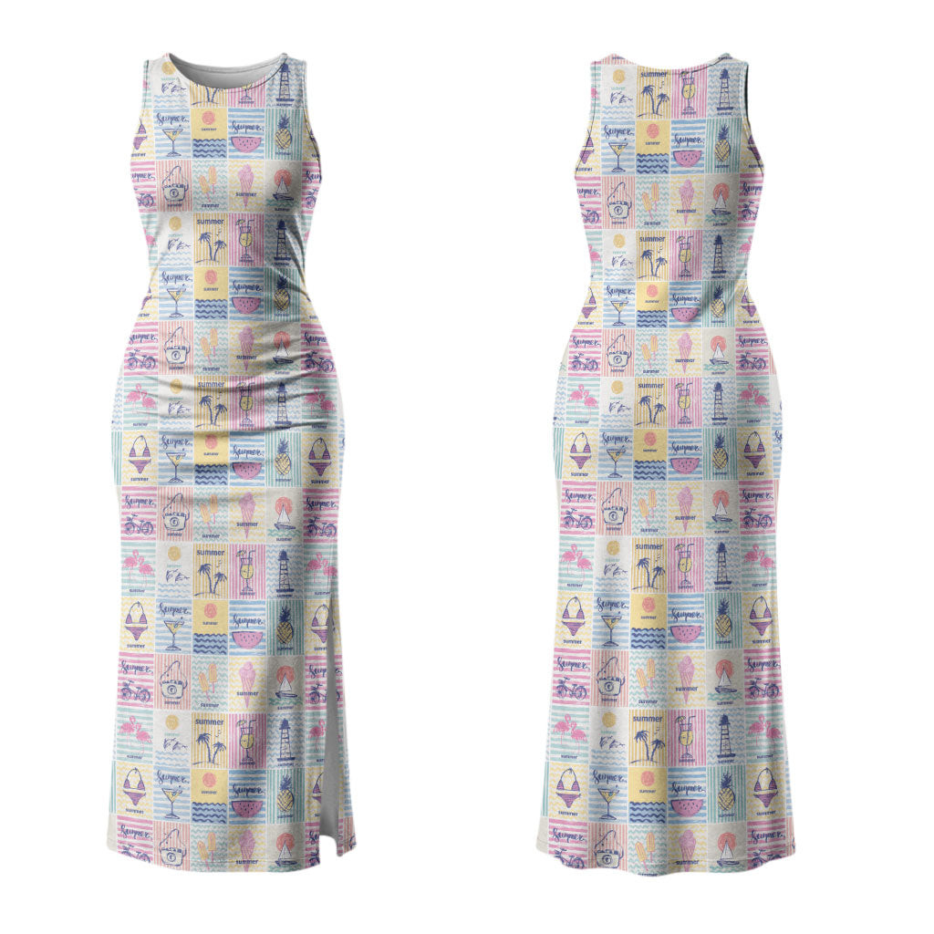 Aloha Summer Posters Grunge Textures Family Matching Tank Maxi Dress and Hawaiian Shirt LT01 Mom's Dress Multicolor - Polynesian Pride