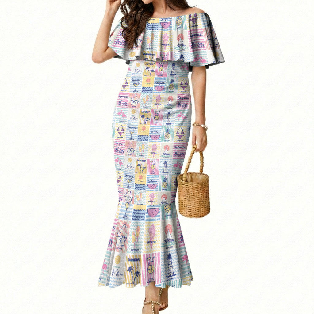 Aloha Summer Posters Grunge Textures Mermaid Dress