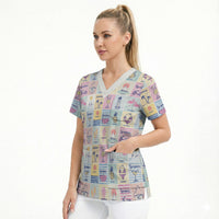 Aloha Summer Posters Grunge Textures Scrub Top