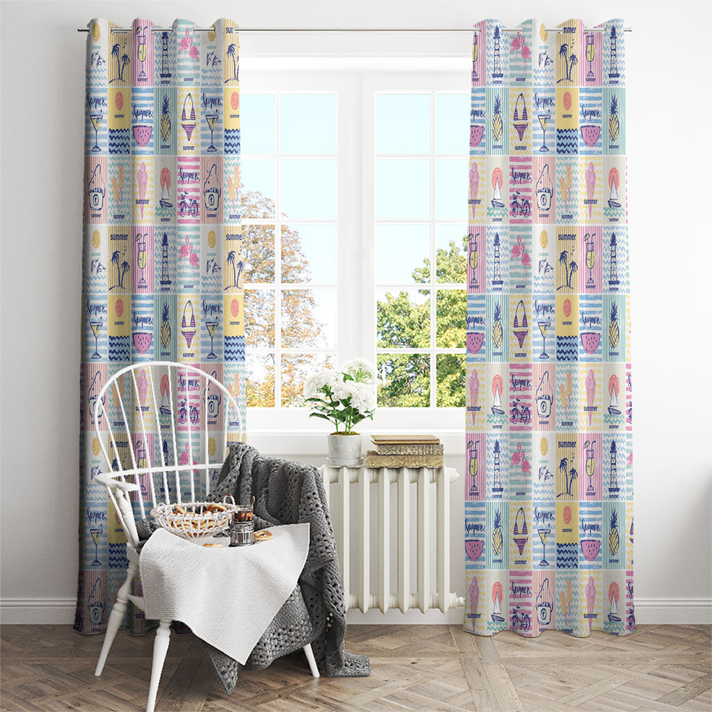 Aloha Summer Posters Grunge Textures Window Curtain