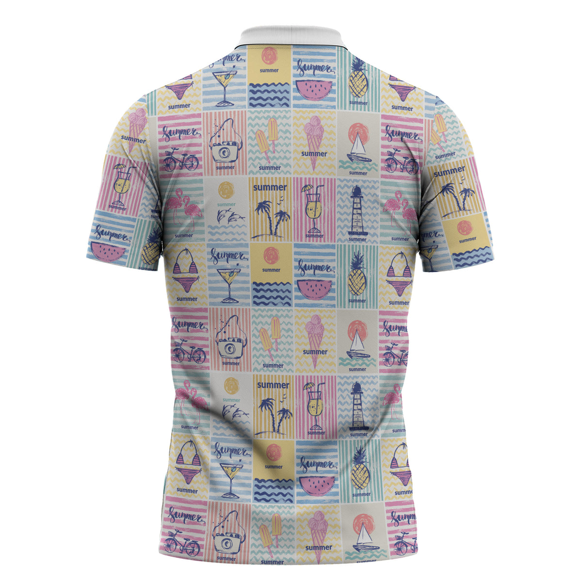 Aloha Summer Posters Grunge Textures Zipper Polo Shirt
